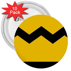 Chevron Wave Yellow Black Line 3  Buttons (10 Pack)  by Mariart