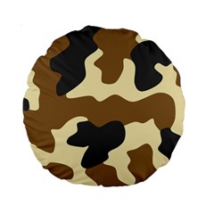 Initial Camouflage Camo Netting Brown Black Standard 15  Premium Round Cushions by Mariart