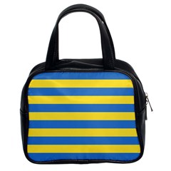 Horizontal Blue Yellow Line Classic Handbags (2 Sides) by Mariart