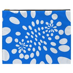 Circles Polka Dot Blue White Cosmetic Bag (xxxl)  by Mariart