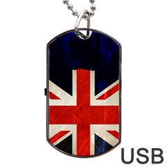 Flag Of Britain Grunge Union Jack Flag Background Dog Tag Usb Flash (two Sides) by Nexatart