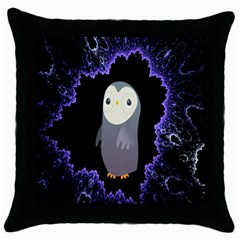 Fractal Image With Penguin Drawing Throw Pillow Case (black)