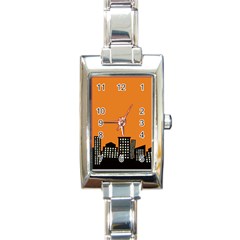 City Building Orange Rectangle Italian Charm Watch by Mariart