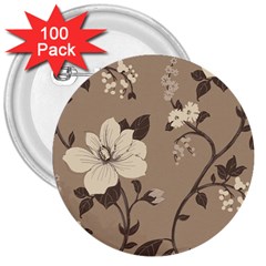 Floral Flower Rose Leaf Grey 3  Buttons (100 Pack)  by Mariart