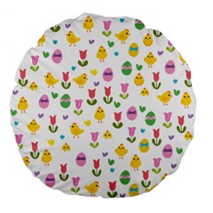 Easter - Chick And Tulips Large 18  Premium Flano Round Cushions