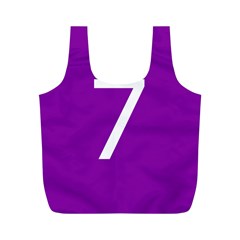 Number 7 Purple Full Print Recycle Bags (m)  by Mariart