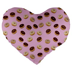 Donuts Pattern Large 19  Premium Flano Heart Shape Cushions