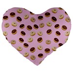 Donuts pattern Large 19  Premium Flano Heart Shape Cushions Front
