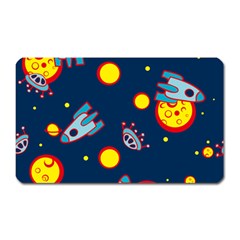 Rocket Ufo Moon Star Space Planet Blue Circle Magnet (rectangular) by Mariart