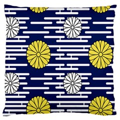 Sunflower Line Blue Yellpw Standard Flano Cushion Case (one Side) by Mariart