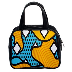 Wave Chevron Orange Blue Circle Plaid Polka Dot Classic Handbags (2 Sides) by Mariart