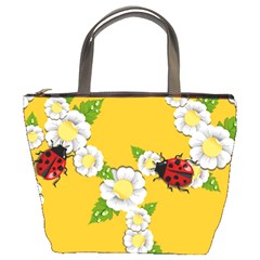 Flower Floral Sunflower Butterfly Red Yellow White Green Leaf Bucket Bags by Mariart