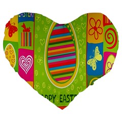 Happy Easter Butterfly Love Flower Floral Color Rainbow Large 19  Premium Flano Heart Shape Cushions