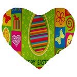Happy Easter Butterfly Love Flower Floral Color Rainbow Large 19  Premium Flano Heart Shape Cushions Front