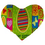 Happy Easter Butterfly Love Flower Floral Color Rainbow Large 19  Premium Flano Heart Shape Cushions Back
