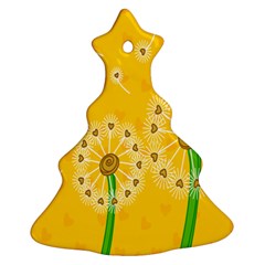 Leaf Flower Floral Sakura Love Heart Yellow Orange White Green Christmas Tree Ornament (two Sides) by Mariart