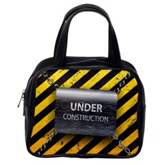 Under Construction Sign Iron Line Black Yellow Cross Classic Handbags (one Side) by Mariart