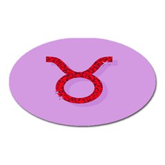 Illustrated Zodiac Purple Red Star Polka Circle Oval Magnet by Mariart