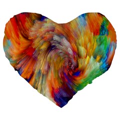 Rainbow Color Splash Large 19  Premium Heart Shape Cushions by Mariart