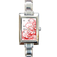 Love Heart Butterfly Pink Leaf Flower Rectangle Italian Charm Watch by Mariart