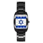 Flag of Israel Stainless Steel Barrel Watch Front