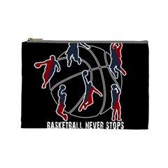 Basketball Never Stops Cosmetic Bag (large)  by Valentinaart