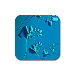 Amazing Floral Fractal A Rubber Coaster (square)  by Fractalworld