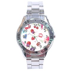 Hand Painted Summer Background  Stainless Steel Analogue Watch by TastefulDesigns