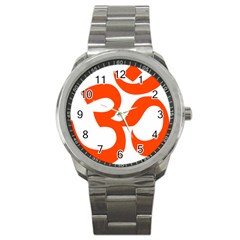 Hindu Om Symbol (orange) Sport Metal Watch by abbeyz71