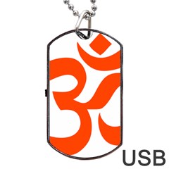 Hindu Om Symbol (orange) Dog Tag Usb Flash (one Side) by abbeyz71