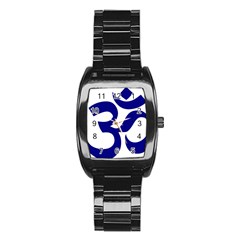 Om Symbol (navy Blue) Stainless Steel Barrel Watch by abbeyz71