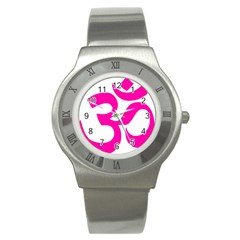 Hindu Om Symbol (pink) Stainless Steel Watch by abbeyz71
