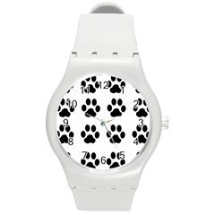 Claw Black Foot Chat Paw Animals Round Plastic Sport Watch (m) by Mariart