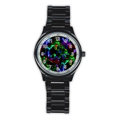 Saga Colors Rainbow Stone Blue Green Red Purple Space Stainless Steel Round Watch by Mariart