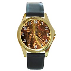 Romance Zodiac Star Space Round Gold Metal Watch by Mariart