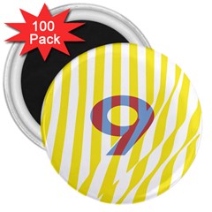 Number 9 Line Vertical Yellow Red Blue White Wae Chevron 3  Magnets (100 Pack) by Mariart