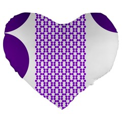 River Hyacinth Polka Circle Round Purple White Large 19  Premium Heart Shape Cushions by Mariart