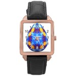 Easter Eggs Egg Blue Yellow Rose Gold Leather Watch  Front