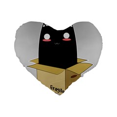 Black Cat In A Box Standard 16  Premium Heart Shape Cushions