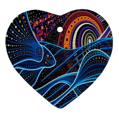 Fish Out Of Water Monster Space Rainbow Circle Polka Line Wave Chevron Star Ornament (heart) by Mariart