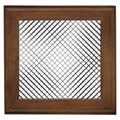 Simple Pattern Waves Plaid Black White Framed Tiles by Mariart