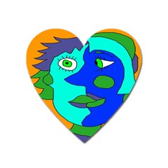 Visual Face Blue Orange Green Mask Heart Magnet by Mariart