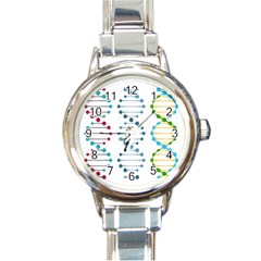 Genetic Dna Blood Flow Cells Round Italian Charm Watch by Mariart