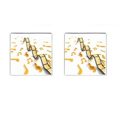 Isolated Three Dimensional Negative Roll Musical Notes Movie Cufflinks (square) by Mariart