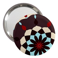 Red And Black Flower Pattern 3  Handbag Mirrors by digitaldivadesigns