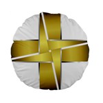 Logo Cross Golden Metal Glossy Standard 15  Premium Round Cushions Front