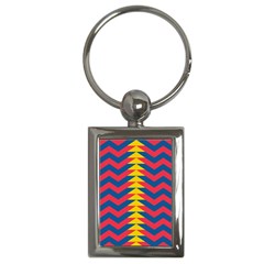Lllustration Geometric Red Blue Yellow Chevron Wave Line Key Chains (rectangle)  by Mariart
