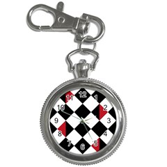 Survace Floor Plaid Bleck Red White Key Chain Watches by Mariart