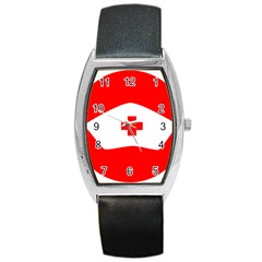 Tabla Laboral Sign Red White Barrel Style Metal Watch by Mariart