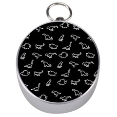 Dinosaurs Pattern Silver Compasses